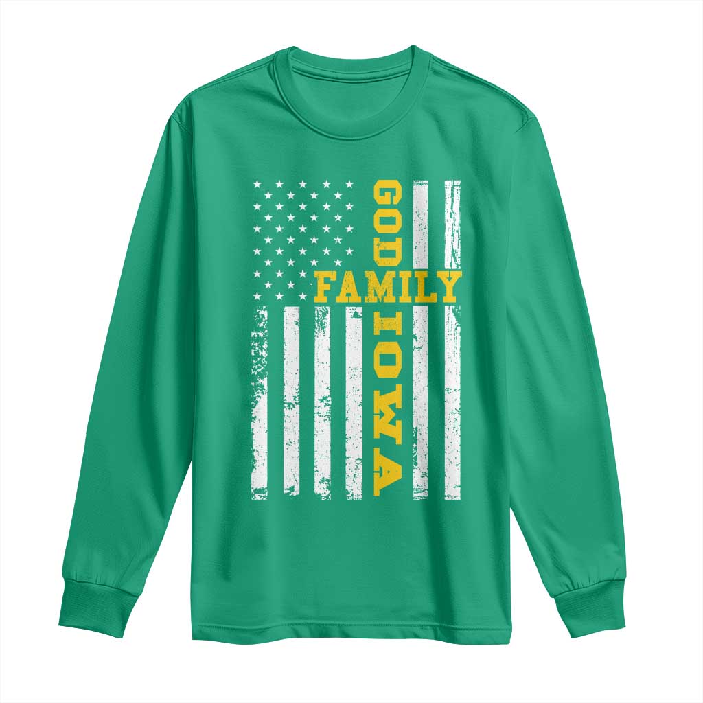 God Family Iowa Long Sleeve Shirt IA State Game Day Christian American Flag