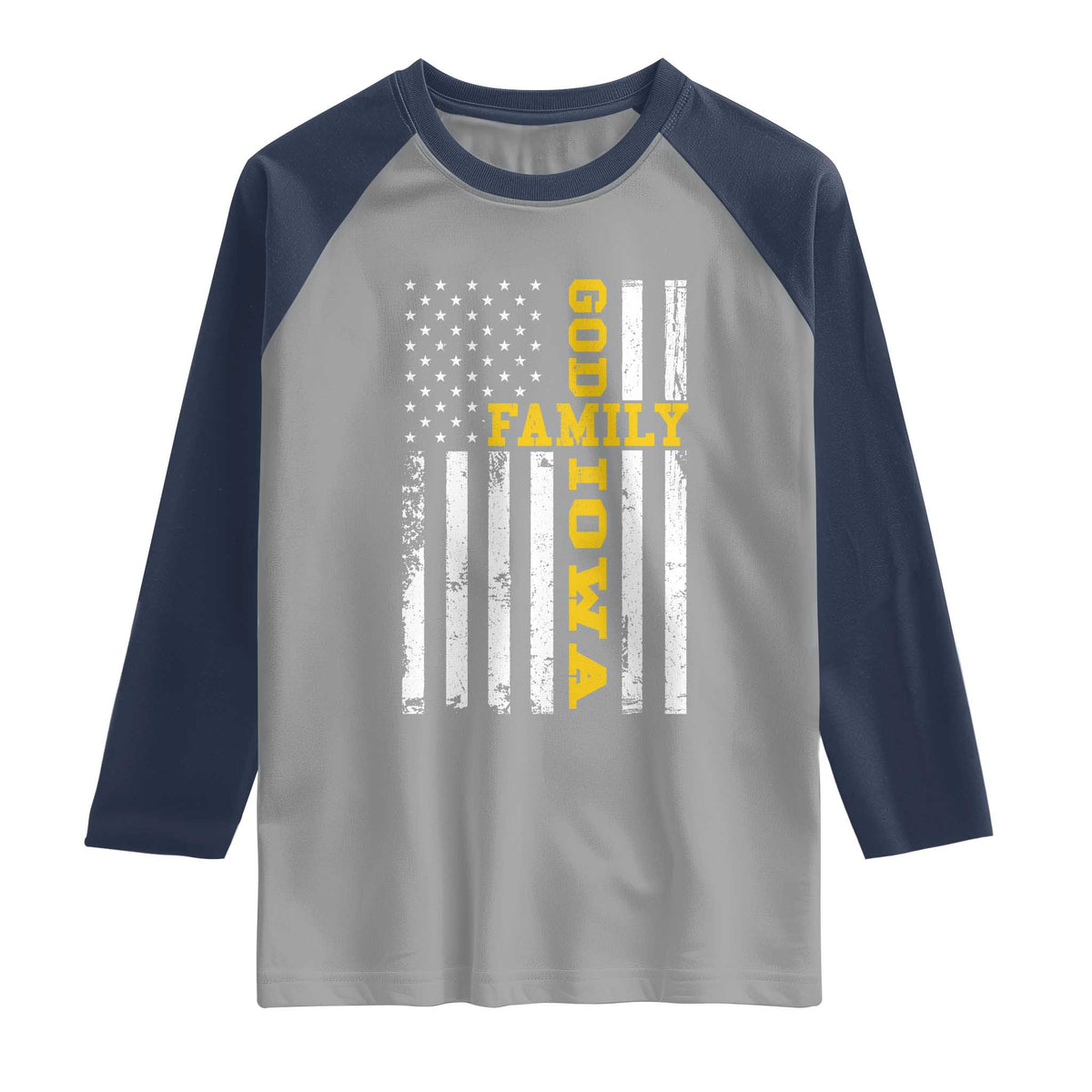 God Family Iowa Raglan Shirt IA State Game Day Christian American Flag