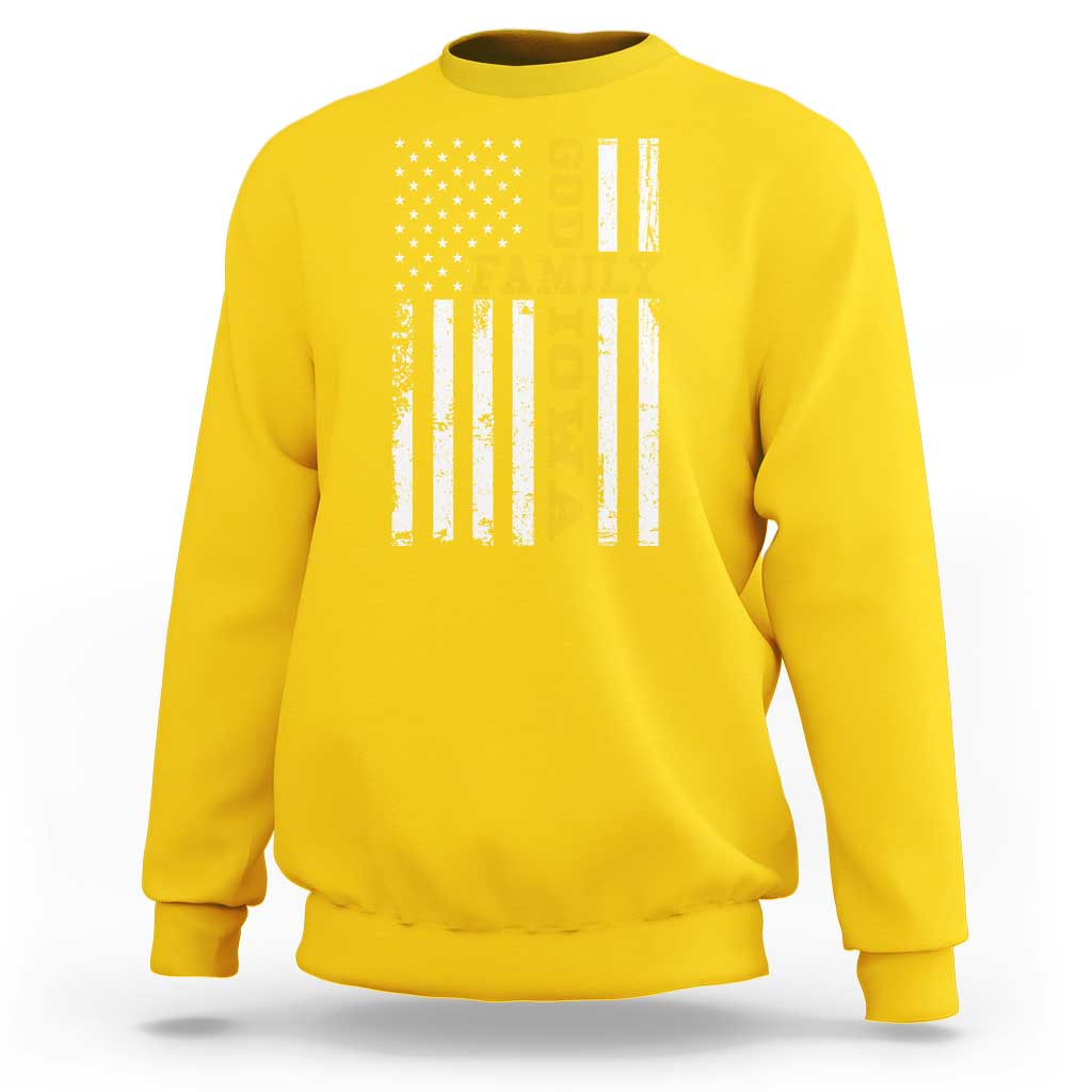 God Family Iowa Sweatshirt IA State Game Day Christian American Flag