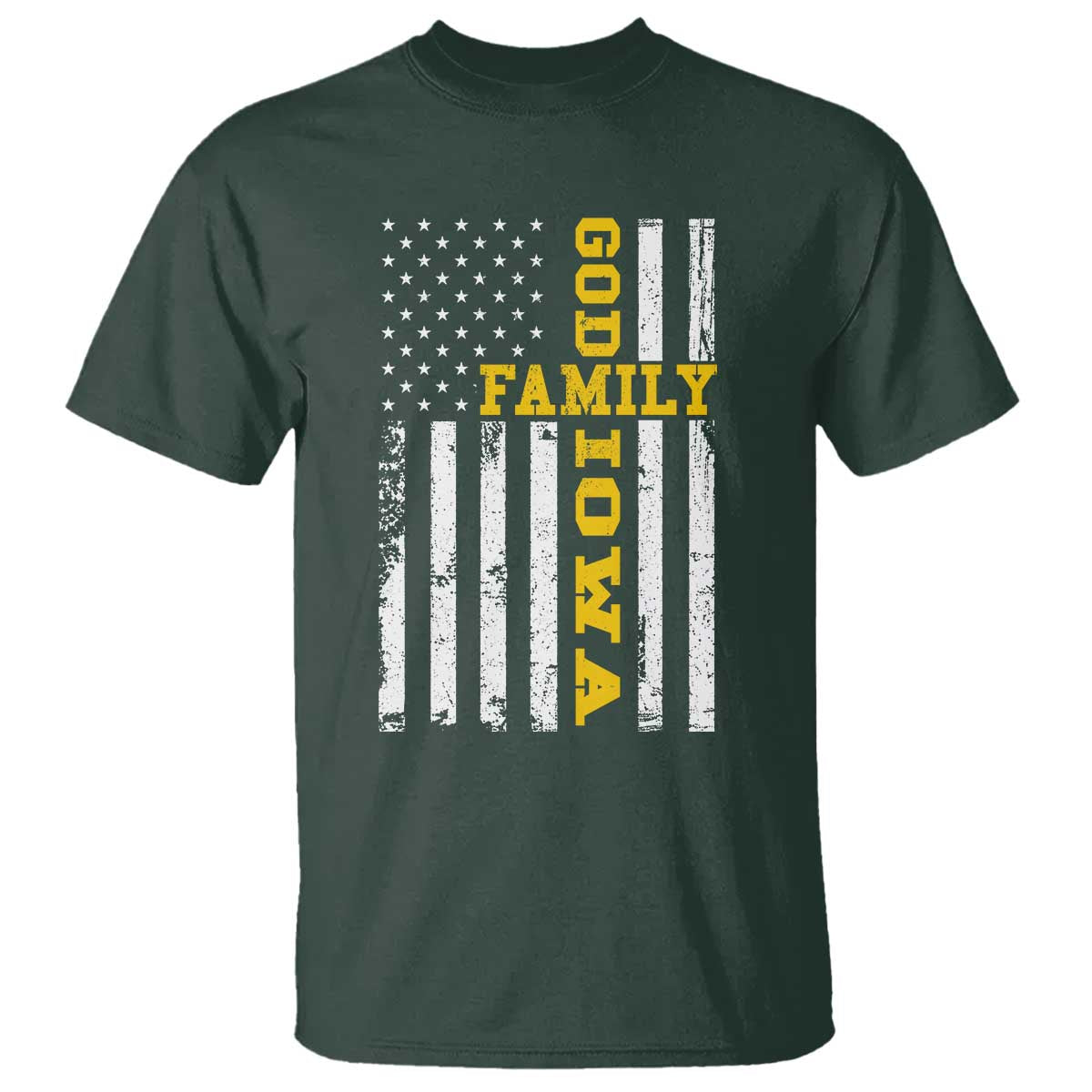 God Family Iowa T Shirt IA State Game Day Christian American Flag