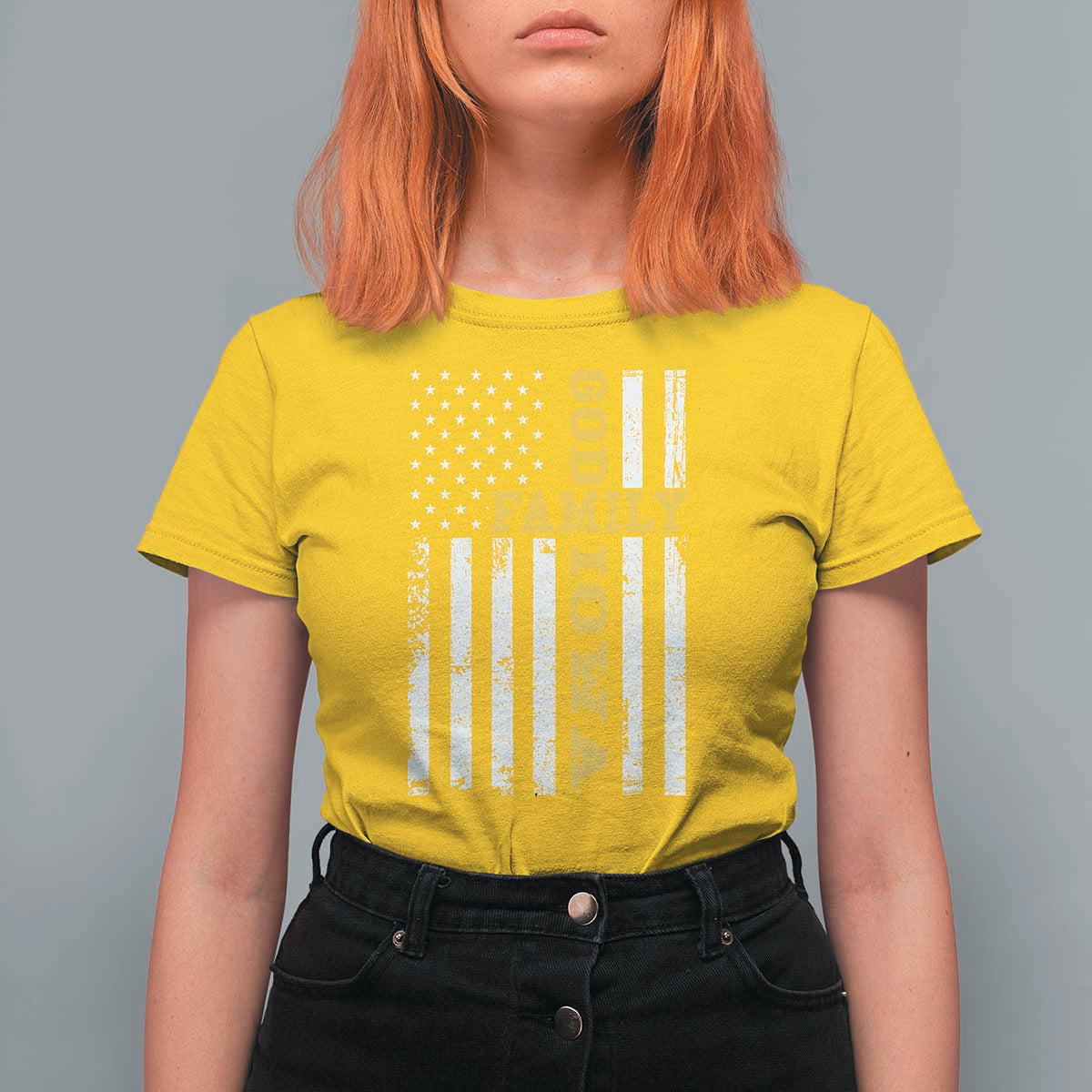 God Family Iowa T Shirt For Women IA State Game Day Christian American Flag