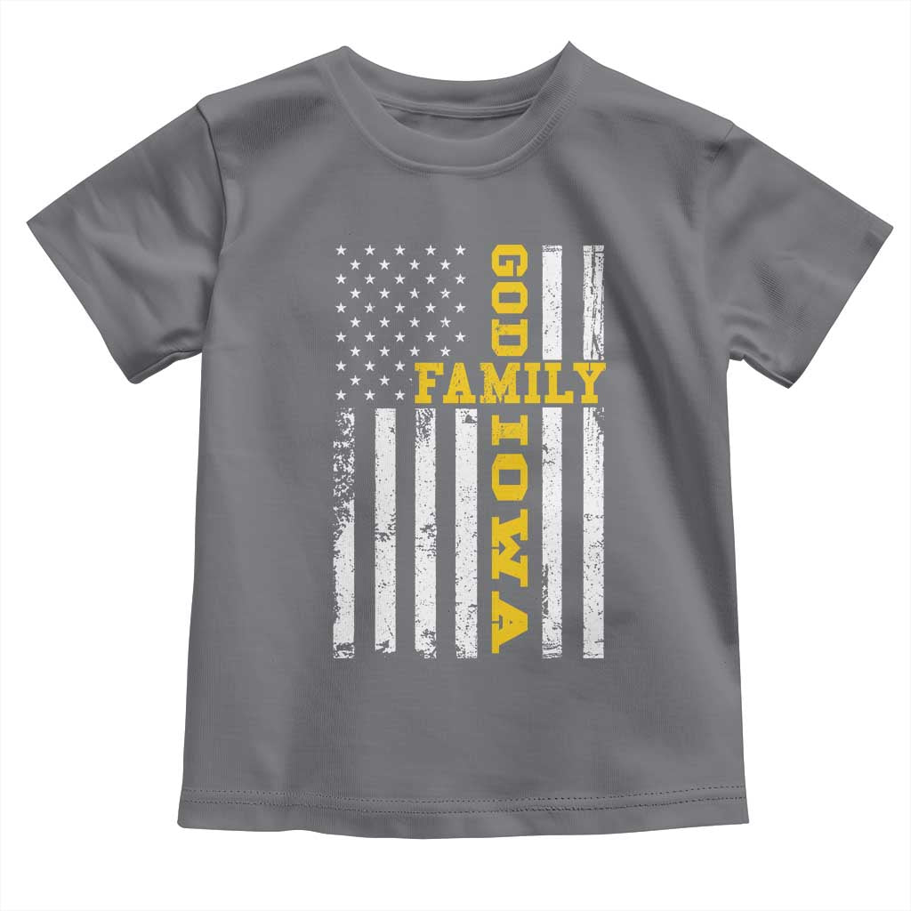God Family Iowa Toddler T Shirt IA State Game Day Christian American Flag