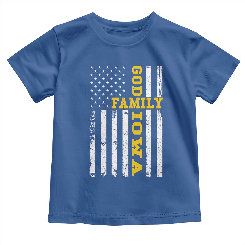God Family Iowa Toddler T Shirt IA State Game Day Christian American Flag