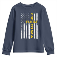 God Family Iowa Youth Sweatshirt IA State Game Day Christian American Flag