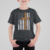 God Family Tennessee T Shirt For Kid TN Game Day Christian American Flag