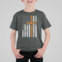 God Family Tennessee T Shirt For Kid TN Game Day Christian American Flag