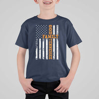 God Family Tennessee T Shirt For Kid TN Game Day Christian American Flag