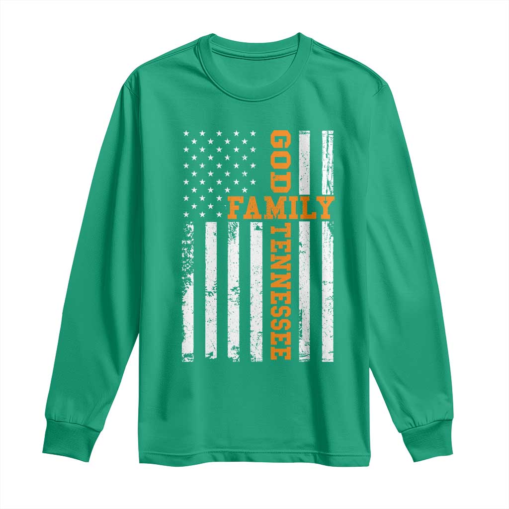 God Family Tennessee Long Sleeve Shirt TN Game Day Christian American Flag