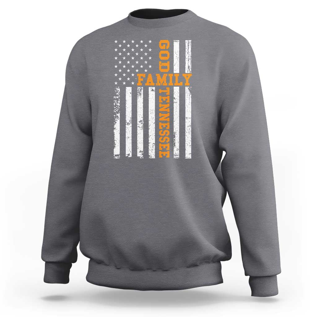 God Family Tennessee Sweatshirt TN Game Day Christian American Flag