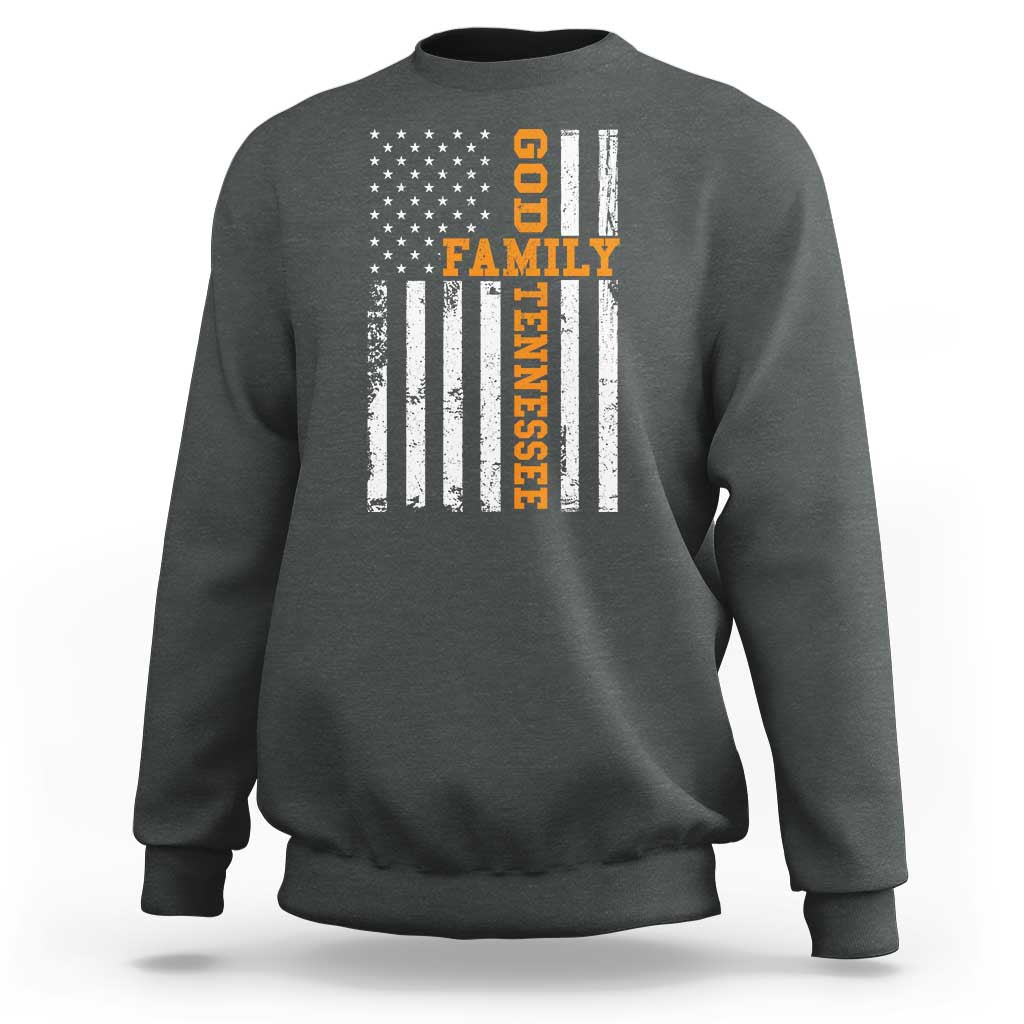 God Family Tennessee Sweatshirt TN Game Day Christian American Flag