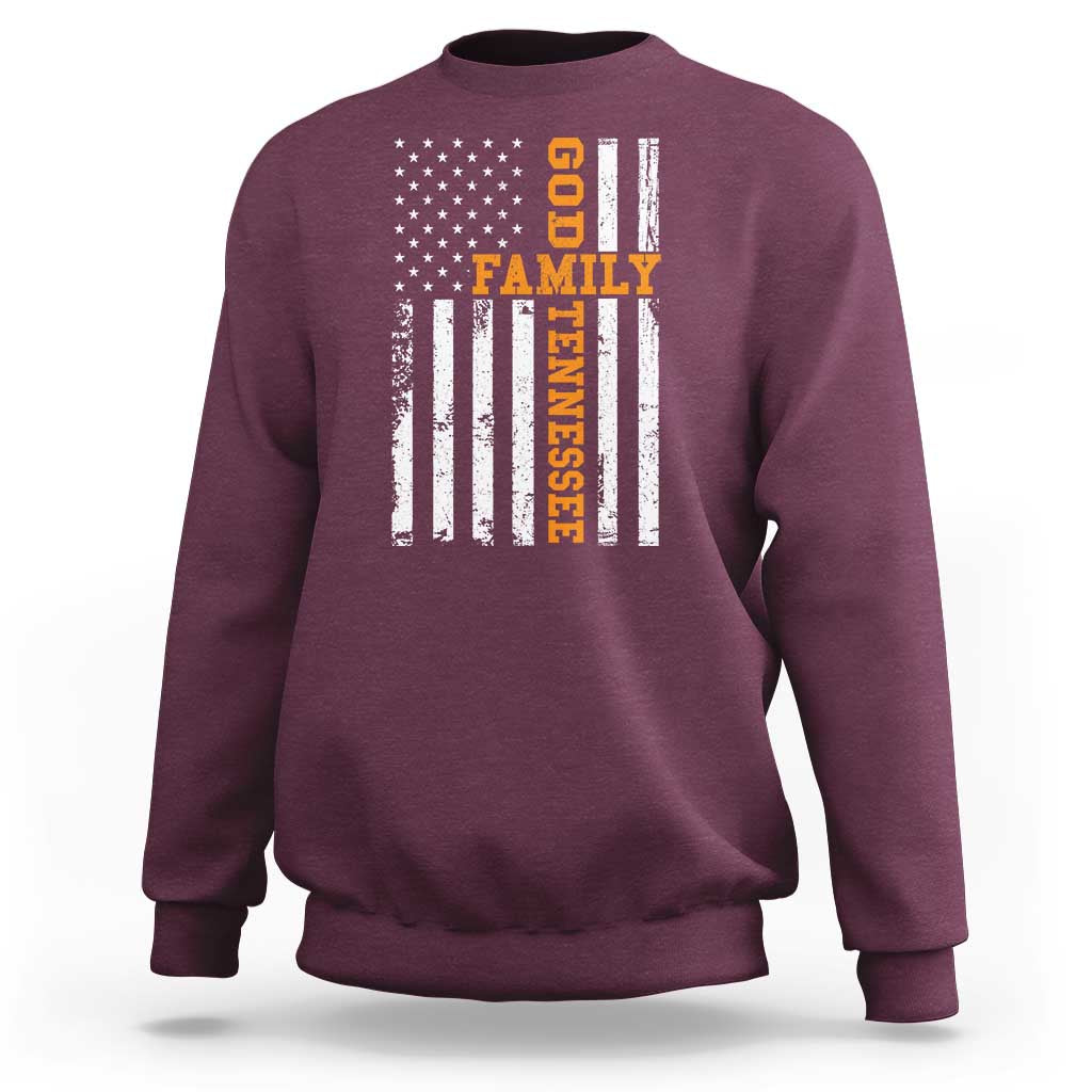 God Family Tennessee Sweatshirt TN Game Day Christian American Flag