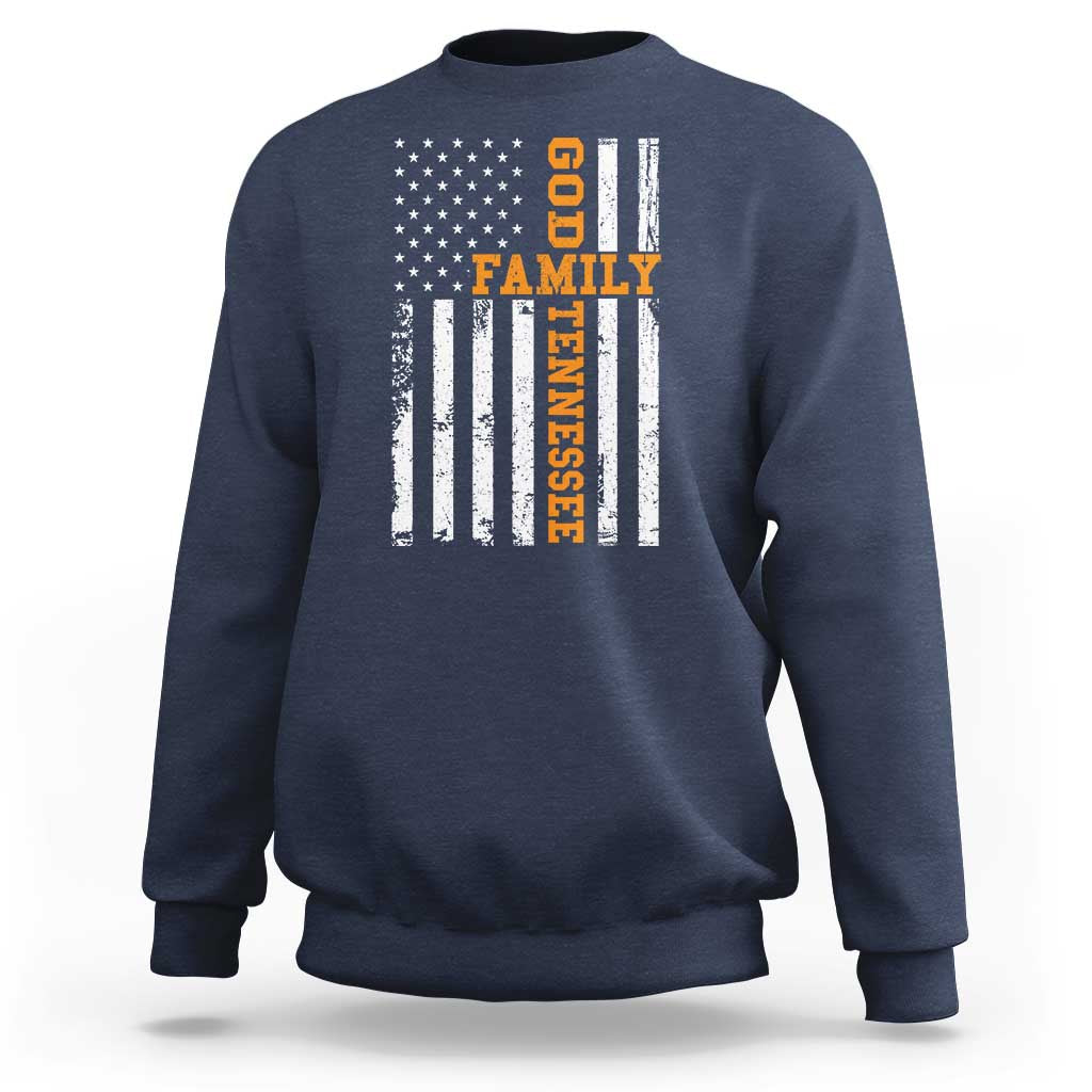 God Family Tennessee Sweatshirt TN Game Day Christian American Flag