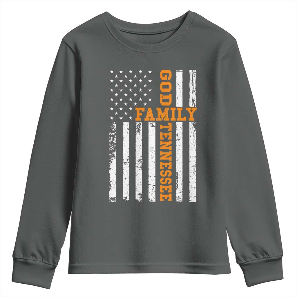 God Family Tennessee Youth Sweatshirt TN Game Day Christian American Flag
