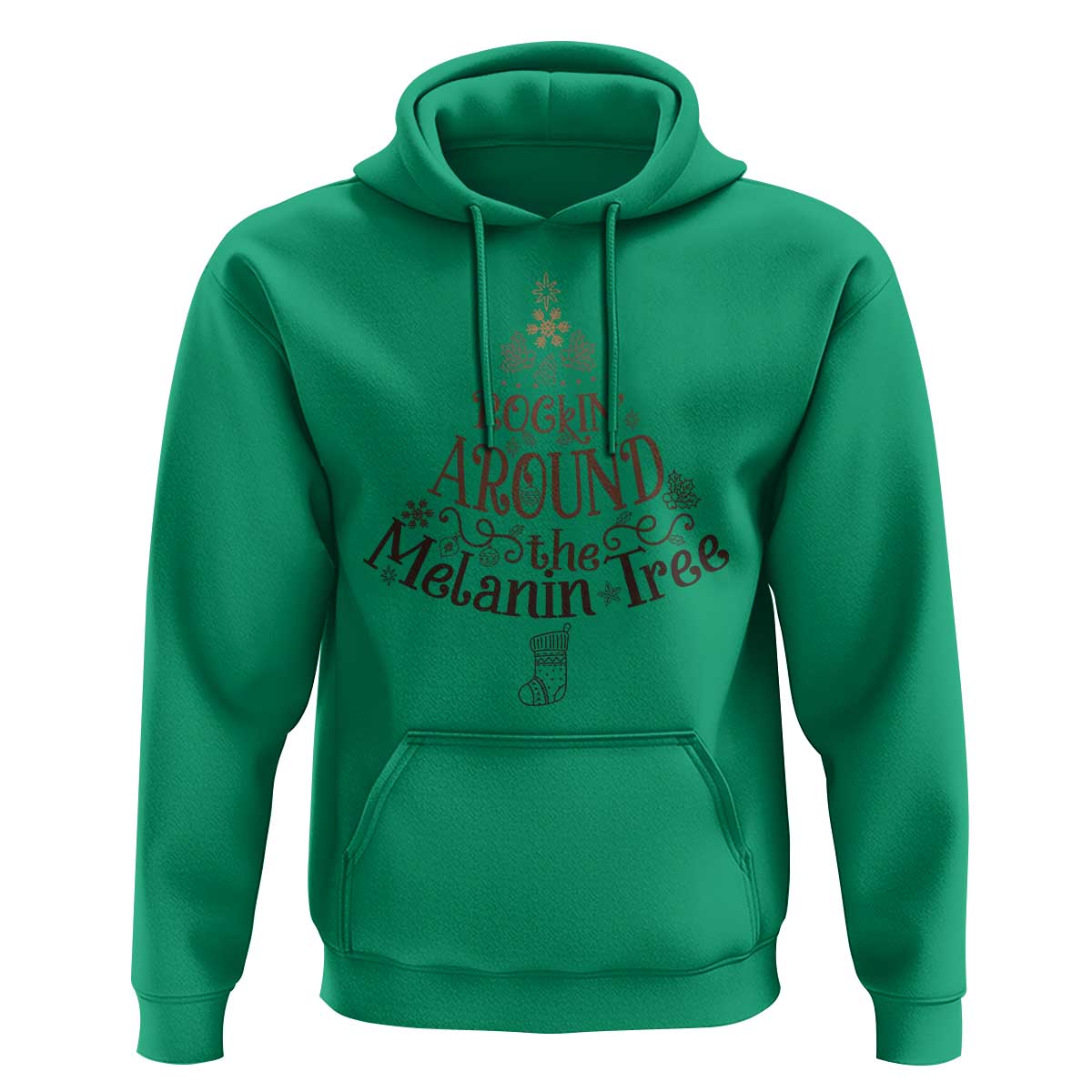 Christmas African American Hoodie Rockin' Around The Melanin Tree Xmas