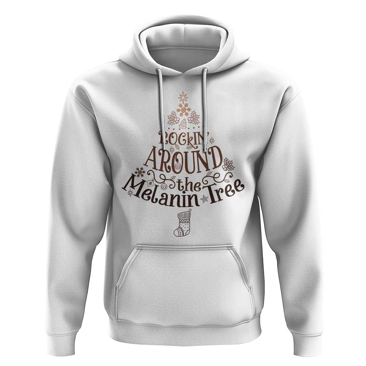 Christmas African American Hoodie Rockin' Around The Melanin Tree Xmas