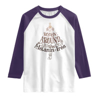 Christmas African American Raglan Shirt Rockin' Around The Melanin Tree Xmas - Wonder Print Shop