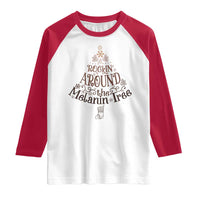 Christmas African American Raglan Shirt Rockin' Around The Melanin Tree Xmas - Wonder Print Shop