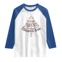 Christmas African American Raglan Shirt Rockin' Around The Melanin Tree Xmas - Wonder Print Shop