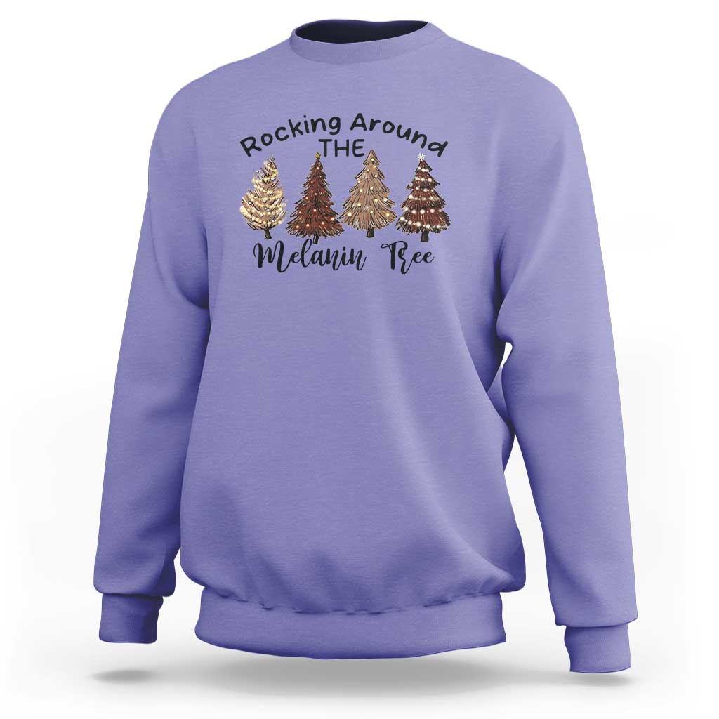 Christmas African American Sweatshirt Rocking Around The Melanin Tree Xmas Tree - Wonder Print Shop