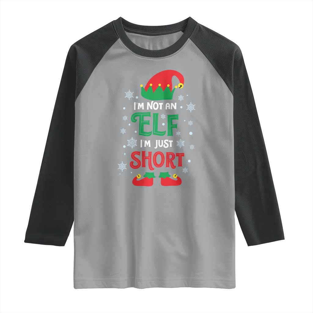 Funny Christmas Elf Raglan Shirt I'm Not An Elf I'm Just Short Snowflakes - Wonder Print Shop