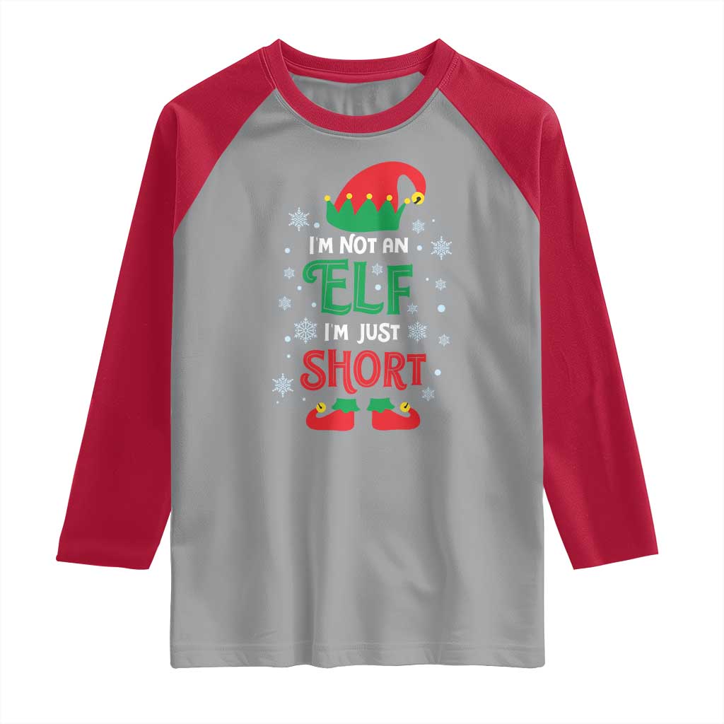 Funny Christmas Elf Raglan Shirt I'm Not An Elf I'm Just Short Snowflakes - Wonder Print Shop