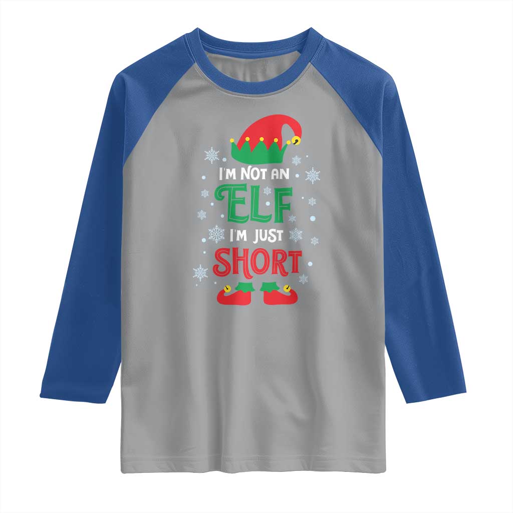 Funny Christmas Elf Raglan Shirt I'm Not An Elf I'm Just Short Snowflakes - Wonder Print Shop