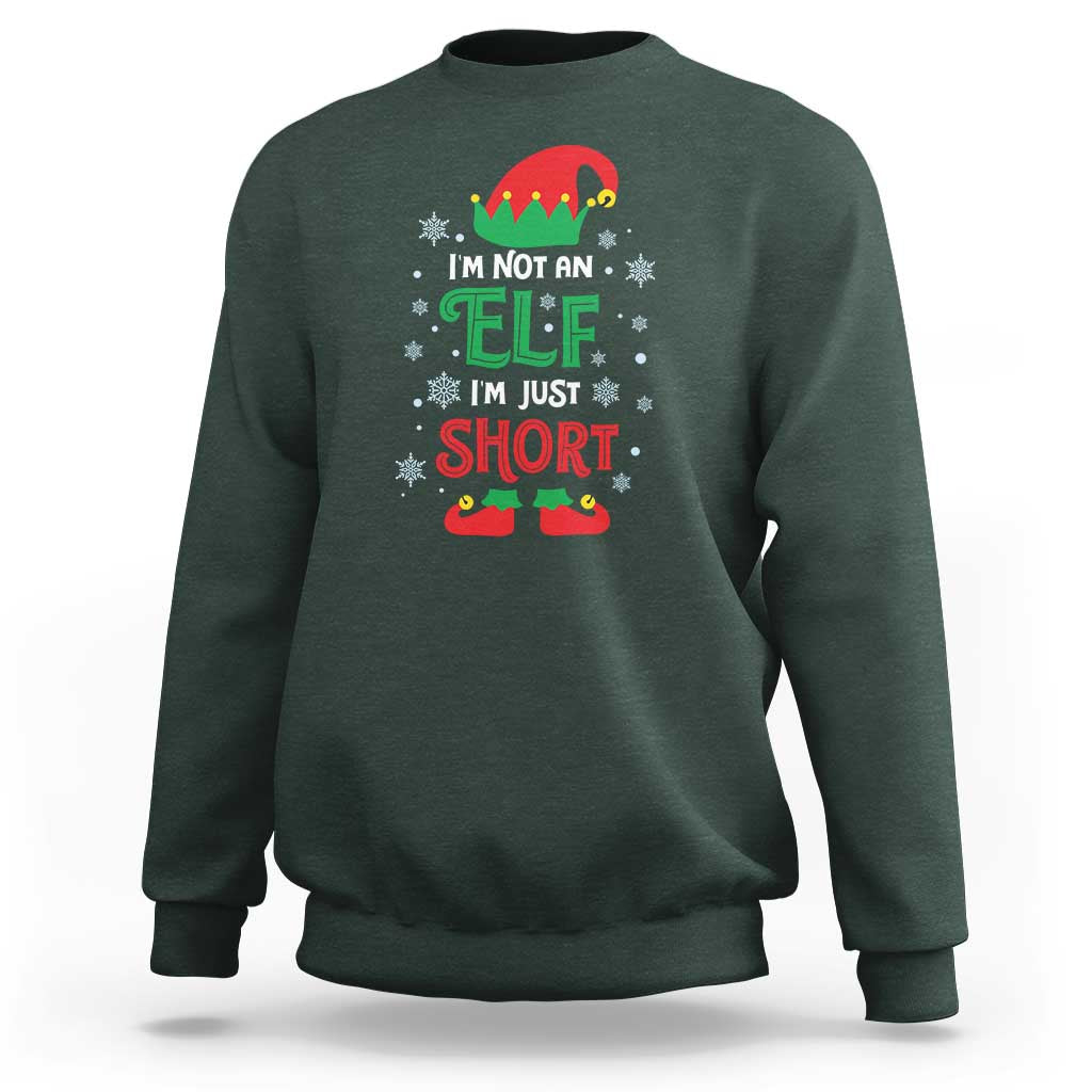 Funny Christmas Elf Sweatshirt I'm Not An Elf I'm Just Short Snowflakes - Wonder Print Shop