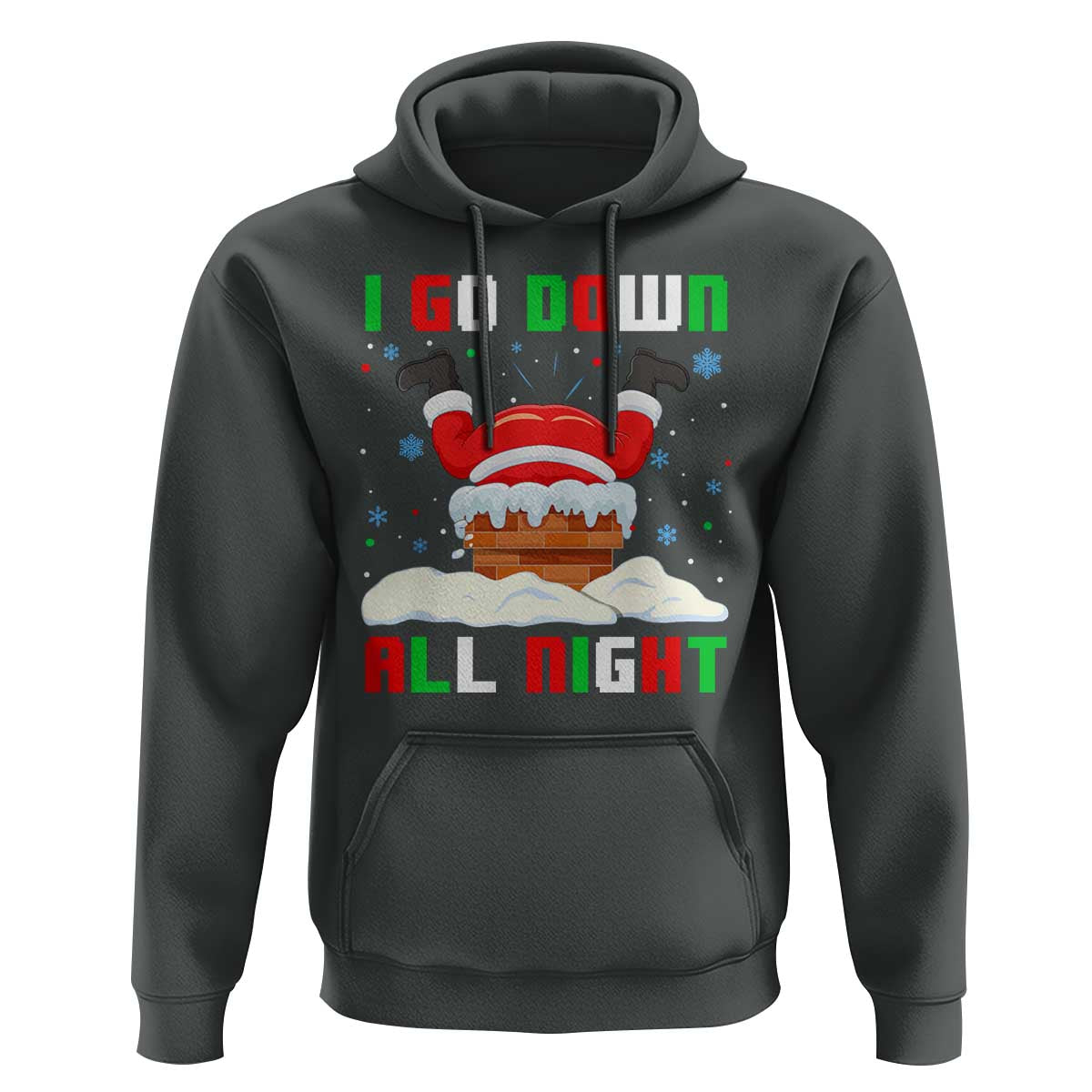 Funny Xmas Hoodie I Go Down All Night Santa Chimney