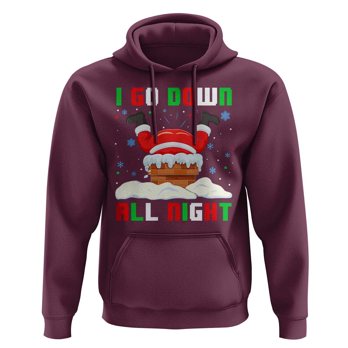 Funny Xmas Hoodie I Go Down All Night Santa Chimney