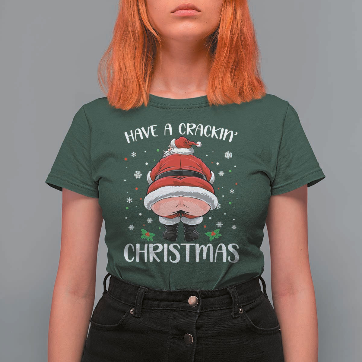 Funny Xmas T Shirt For Women Have A Crackin Christmas Santa - Wonder Print Shop