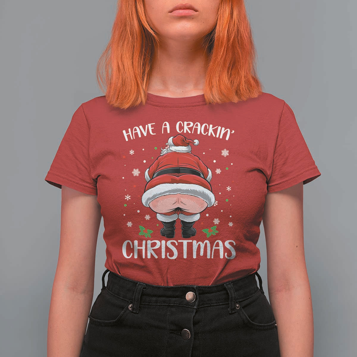 Funny Xmas T Shirt For Women Have A Crackin Christmas Santa - Wonder Print Shop