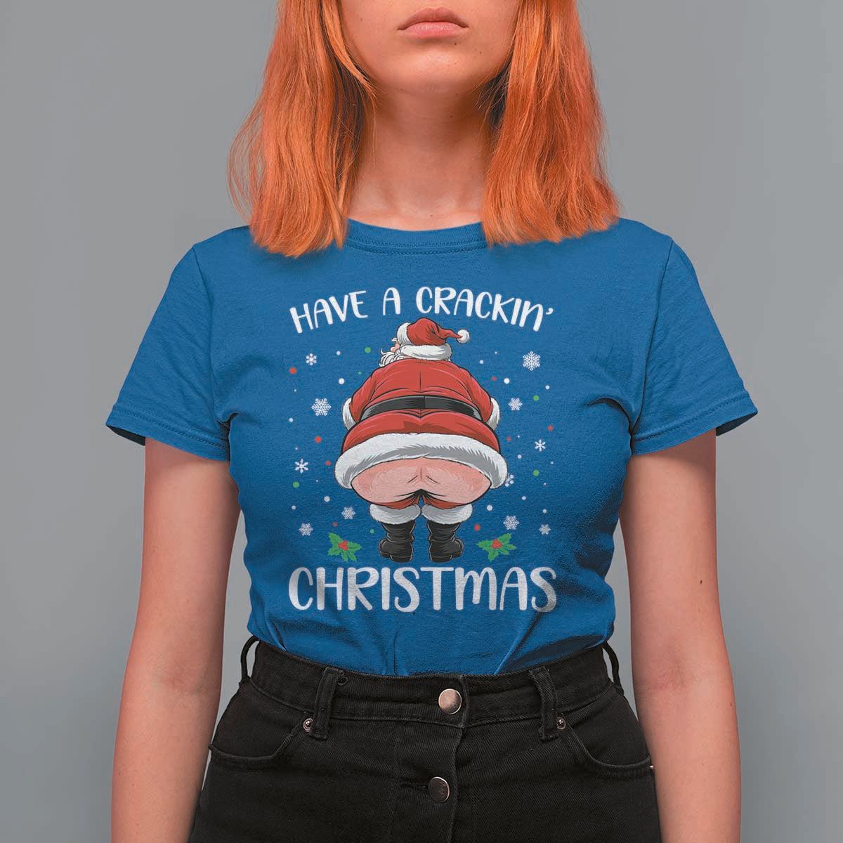 Funny Xmas T Shirt For Women Have A Crackin Christmas Santa - Wonder Print Shop