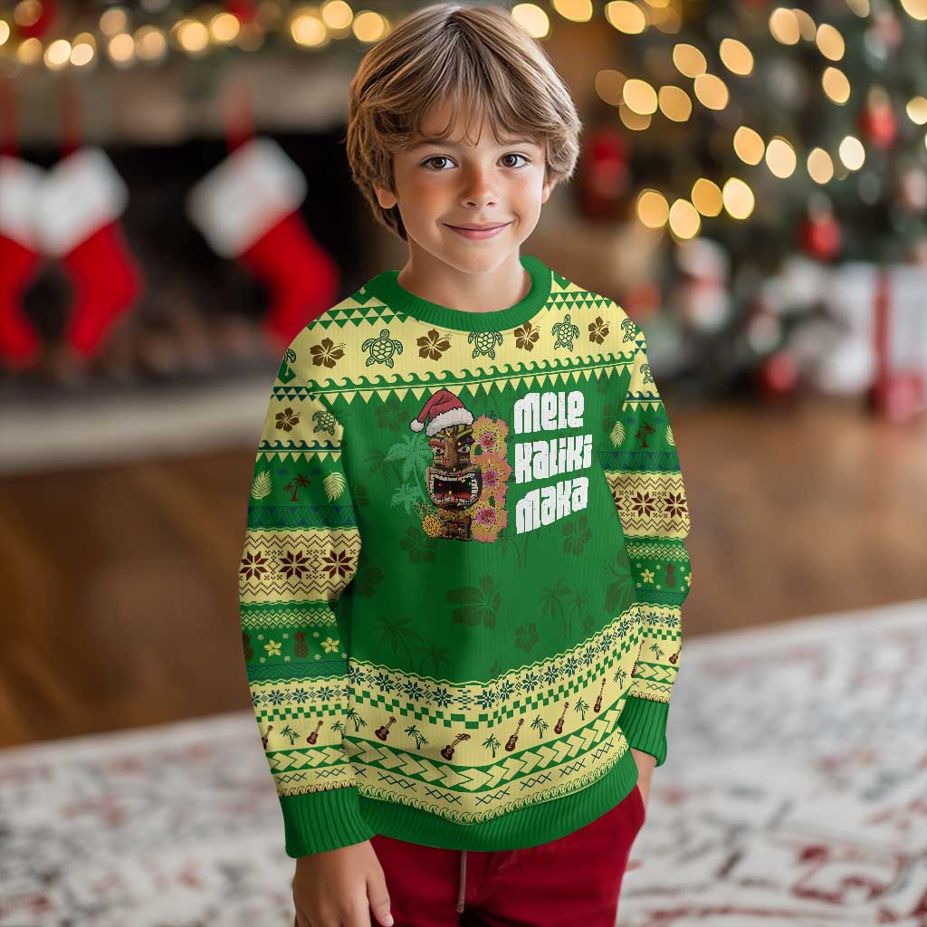 Xmas In Hawaii Ugly Christmas Sweater Mele Kalikimaka Tiki Hibiscus Flower Santa Hat - Wonder Print Shop