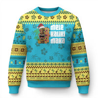Xmas In Hawaii Ugly Christmas Sweater Mele Kalikimaka Tiki Hibiscus Flower Santa Hat - Wonder Print Shop