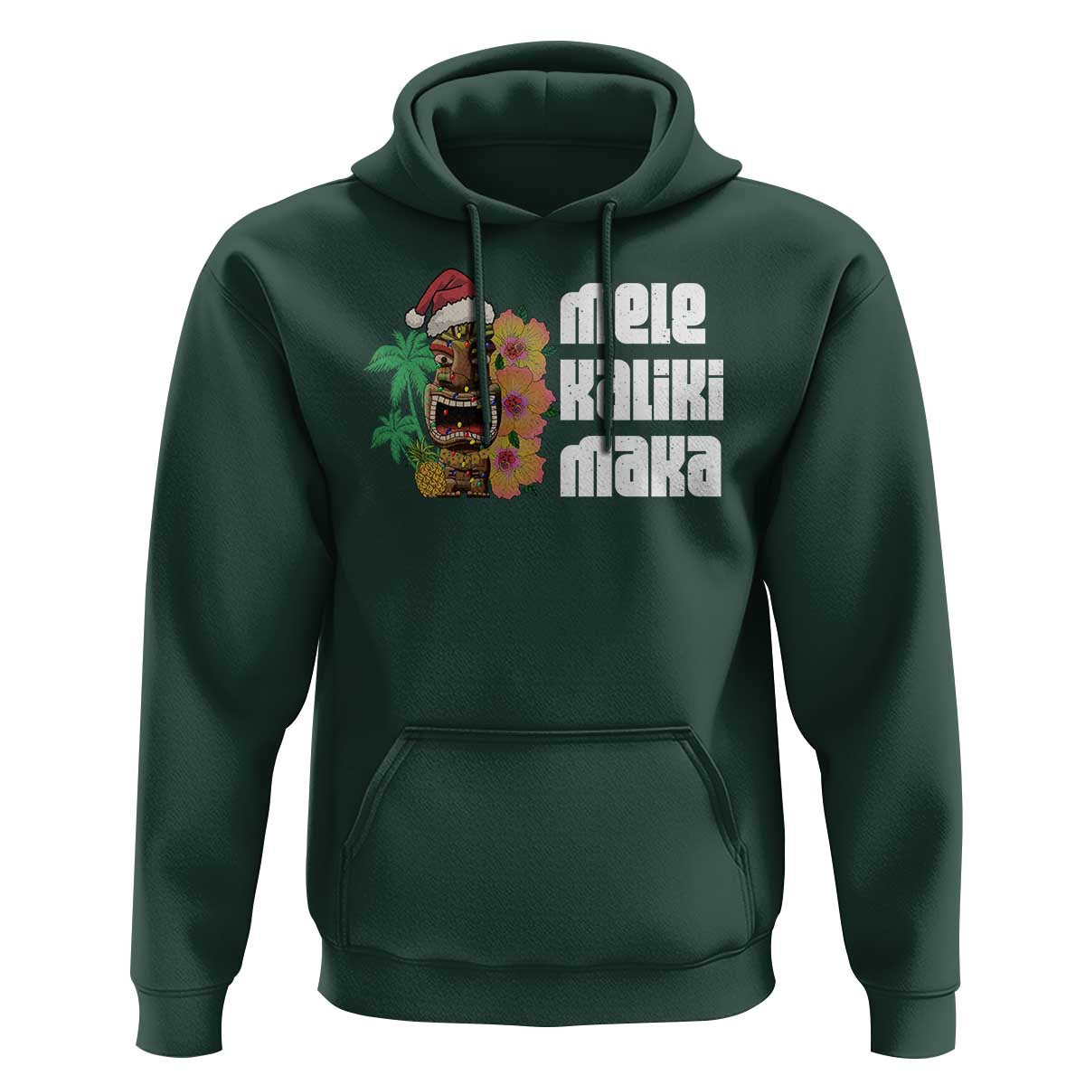 Christmas In Hawaii Hoodie Mele Kalikimaka Tiki Hibiscus Flower Santa Hat
