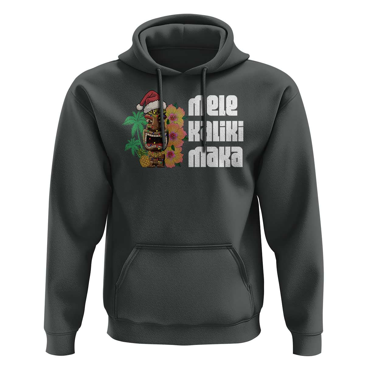 Christmas In Hawaii Hoodie Mele Kalikimaka Tiki Hibiscus Flower Santa Hat