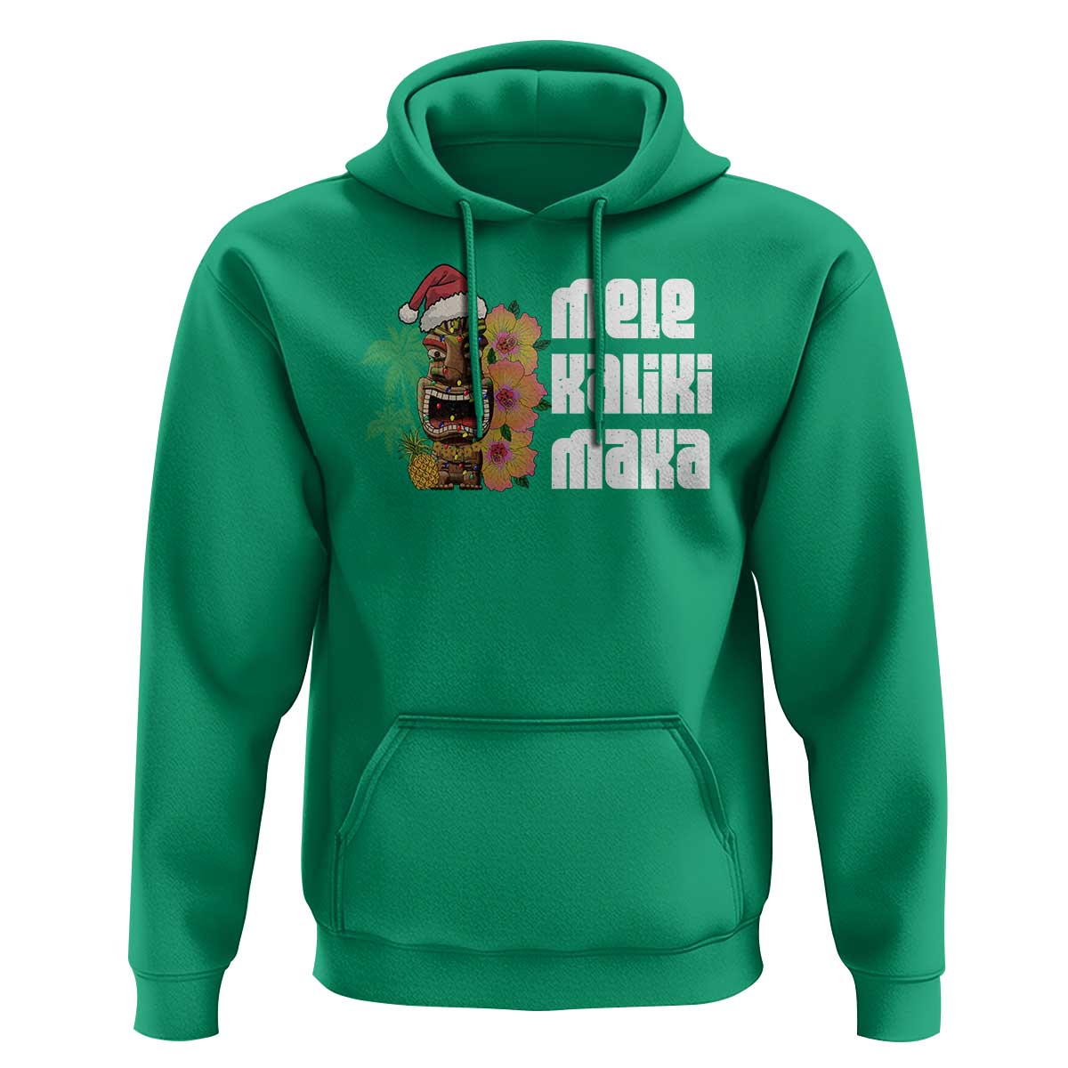 Christmas In Hawaii Hoodie Mele Kalikimaka Tiki Hibiscus Flower Santa Hat