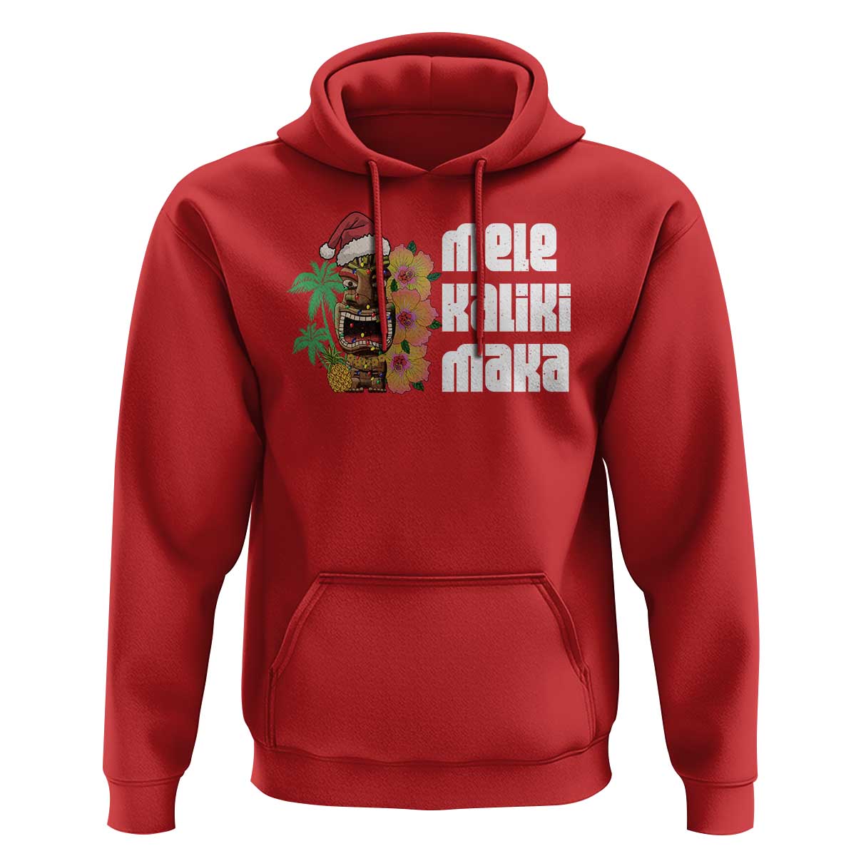 Christmas In Hawaii Hoodie Mele Kalikimaka Tiki Hibiscus Flower Santa Hat