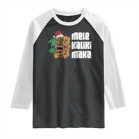 Christmas In Hawaii Raglan Shirt Mele Kalikimaka Tiki Hibiscus Flower Santa Hat - Wonder Print Shop