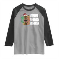 Christmas In Hawaii Raglan Shirt Mele Kalikimaka Tiki Hibiscus Flower Santa Hat - Wonder Print Shop