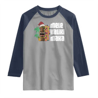 Christmas In Hawaii Raglan Shirt Mele Kalikimaka Tiki Hibiscus Flower Santa Hat - Wonder Print Shop