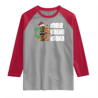 Christmas In Hawaii Raglan Shirt Mele Kalikimaka Tiki Hibiscus Flower Santa Hat - Wonder Print Shop