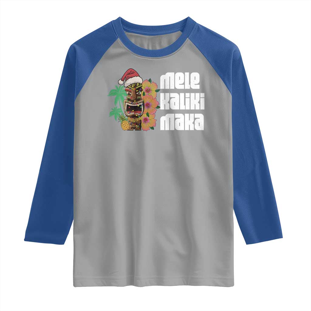 Christmas In Hawaii Raglan Shirt Mele Kalikimaka Tiki Hibiscus Flower Santa Hat - Wonder Print Shop