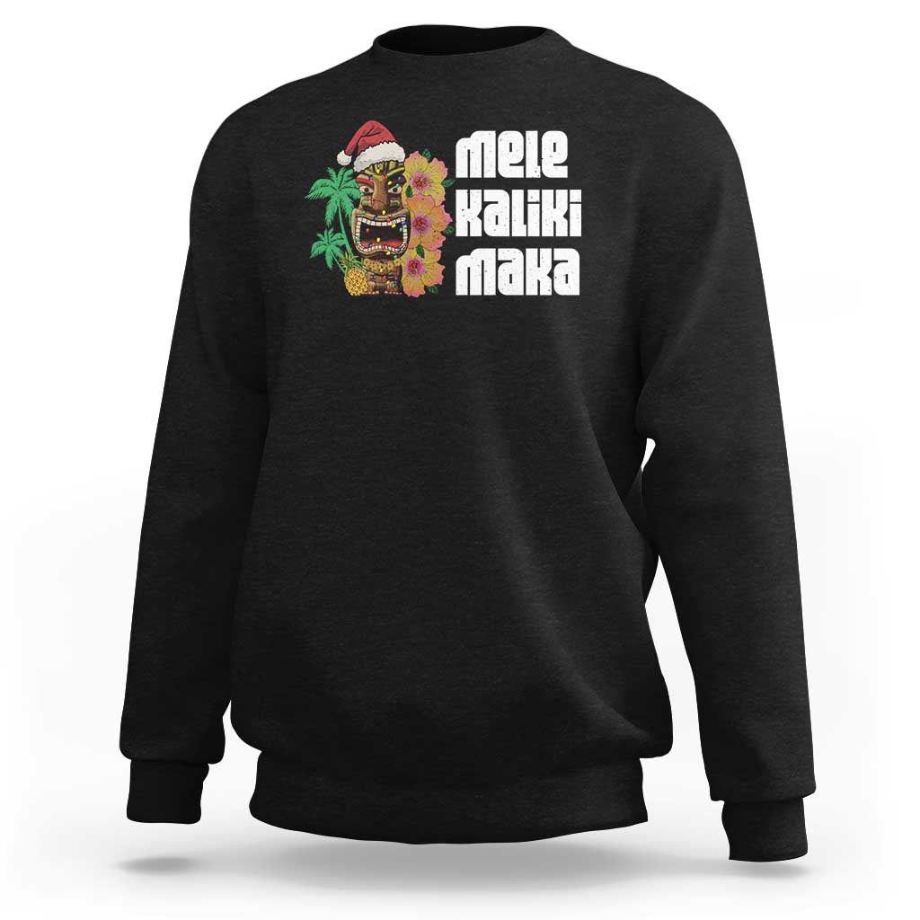 Christmas In Hawaii Sweatshirt Mele Kalikimaka Tiki Hibiscus Flower Santa Hat - Wonder Print Shop