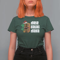 Christmas In Hawaii T Shirt For Women Mele Kalikimaka Tiki Hibiscus Flower Santa Hat - Wonder Print Shop