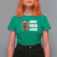 Christmas In Hawaii T Shirt For Women Mele Kalikimaka Tiki Hibiscus Flower Santa Hat - Wonder Print Shop