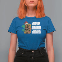 Christmas In Hawaii T Shirt For Women Mele Kalikimaka Tiki Hibiscus Flower Santa Hat - Wonder Print Shop