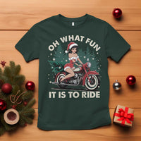 Funny Christmas Motorbike T Shirt Oh What Fun It Is To Ride Female Santa Biker - Wonder Print Shop