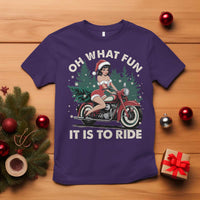 Funny Christmas Motorbike T Shirt Oh What Fun It Is To Ride Female Santa Biker - Wonder Print Shop