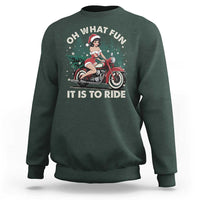 Funny Christmas Motorbike Sweatshirt Oh What Fun It Is To Ride Female Santa Biker - Wonder Print Shop